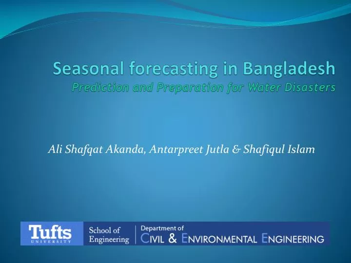 s easonal forecasting in bangladesh prediction and preparation for water disasters