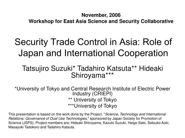 security trade control in asia role of japan and international cooperation