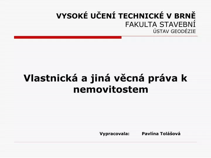 vysok u en technick v brn fakulta stavebn stav geod zie