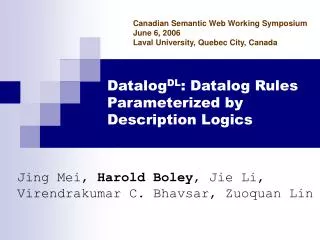 Datalog DL : Datalog Rules Parameterized by Description Logics