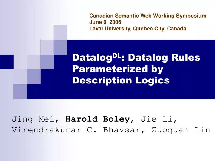datalog dl datalog rules parameterized by description logics