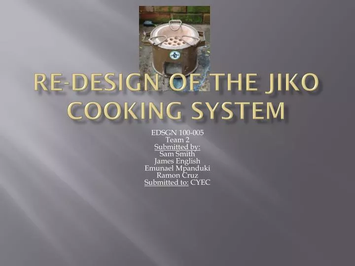 re design of the jiko cooking system