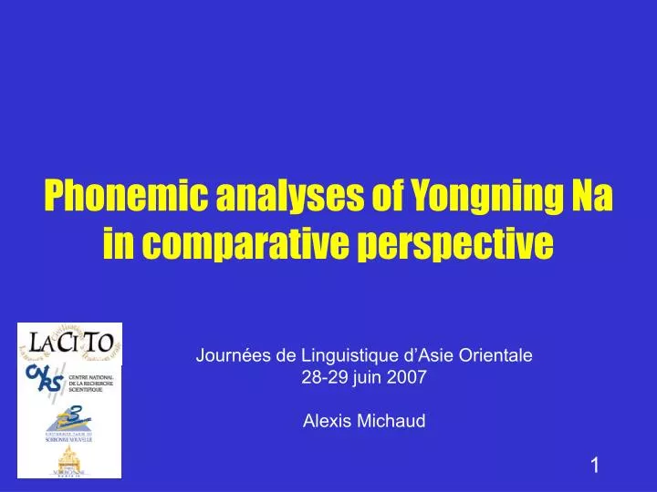 phonemic analyses of yongning na in comparative perspective