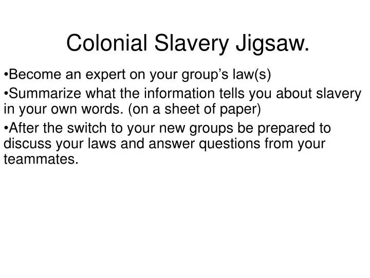 colonial slavery jigsaw