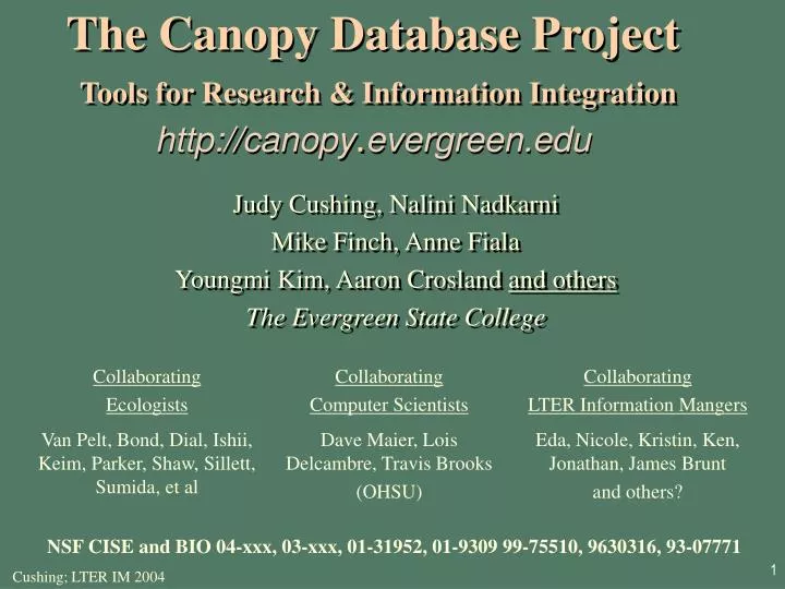the canopy database project tools for research information integration http canopy evergreen edu