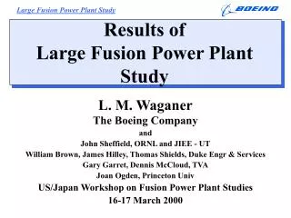 Results of Large Fusion Power Plant Study