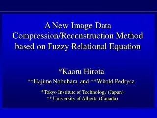 A New Image Data Compression/Reconstruction Method based on Fuzzy Relational Equation