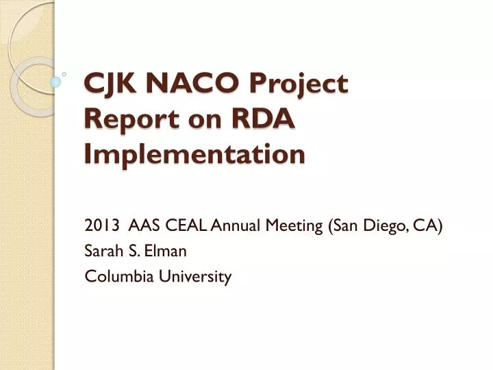 cjk naco project report on rda implementation