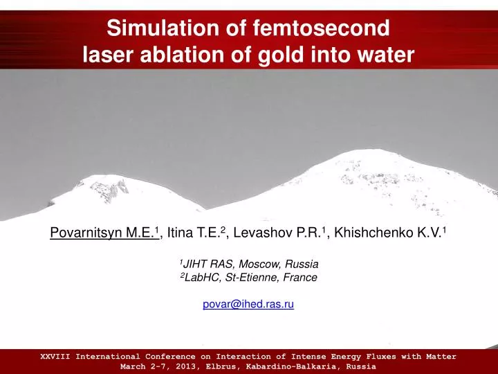 simulation of femtosecond laser ablation of gold into water