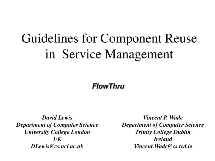guidelines for component reuse in service management
