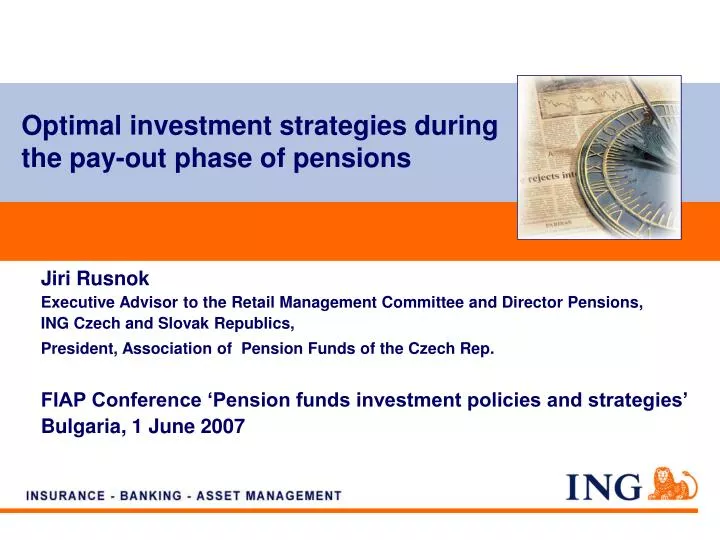 optimal investment strategies during the pay out phase of pensions