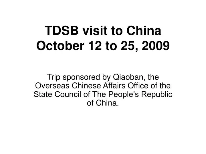 tdsb visit to china october 12 to 25 2009