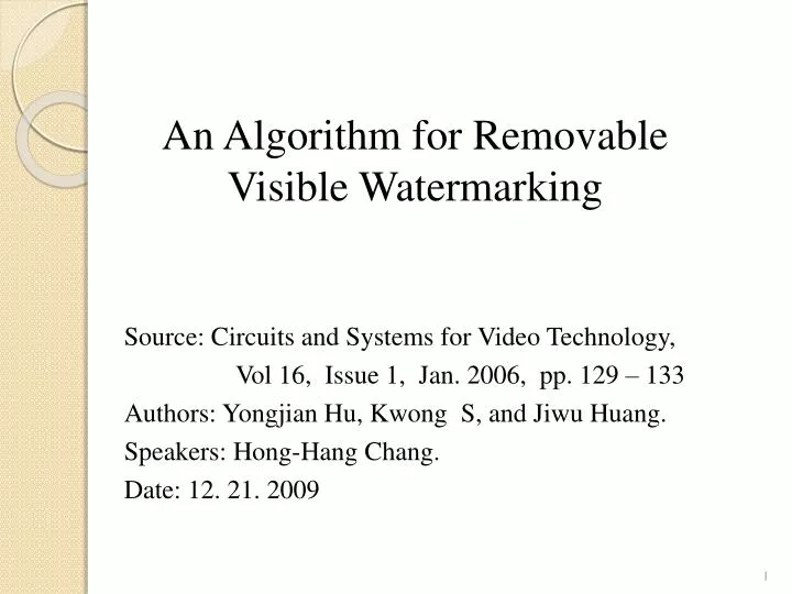 an algorithm for removable visible watermarking