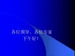 各位领导、各位专家 下午好 ！ - slide 1