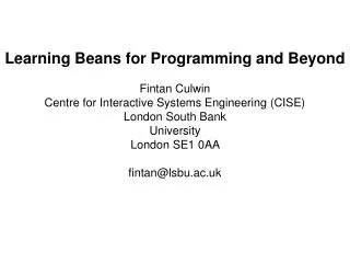Learning Beans for Programming and Beyond