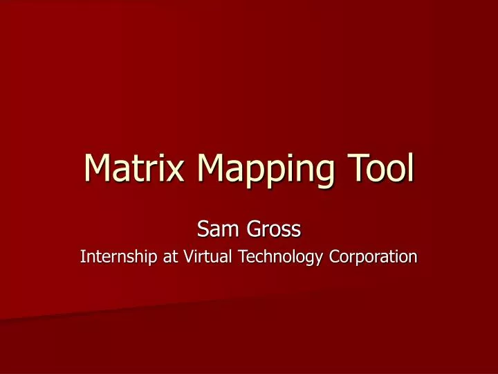matrix mapping tool