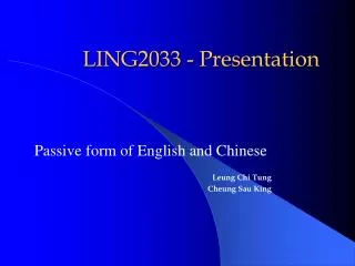 LING2033 - Presentation