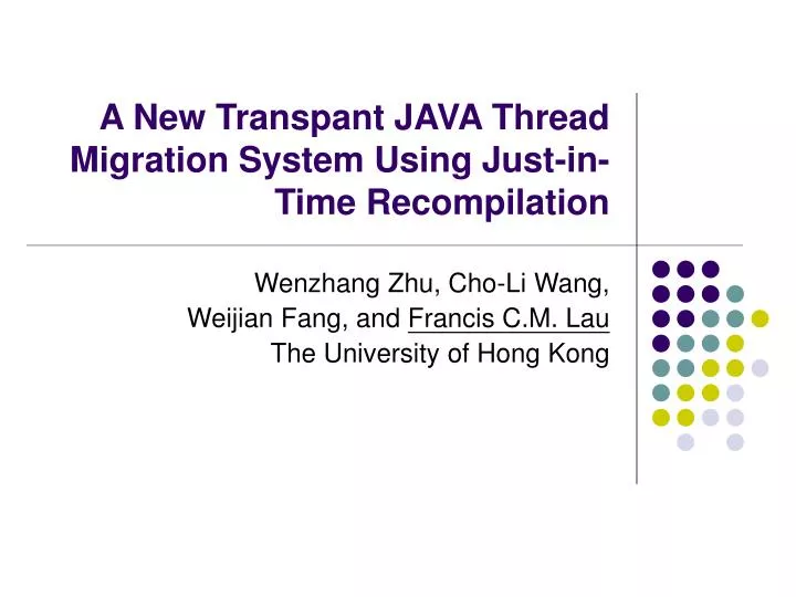 a new transpant java thread migration system using just in time recompilation