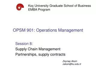 OPSM 901: Operations Management