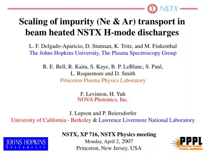 scaling of impurity ne ar transport in beam heated nstx h mode discharges
