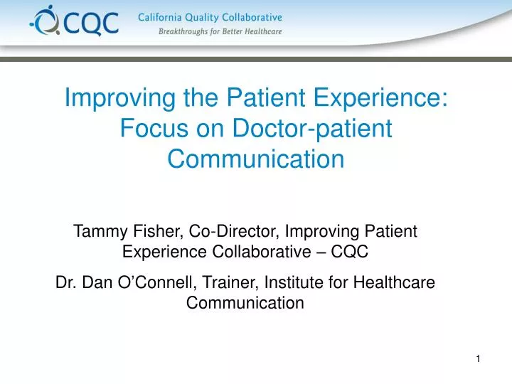 improving the patient experience focus on doctor patient communication