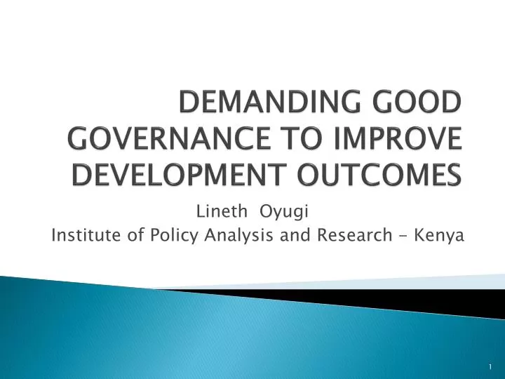 demanding good governance to improve development outcomes