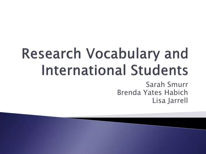 research vocabulary and international students