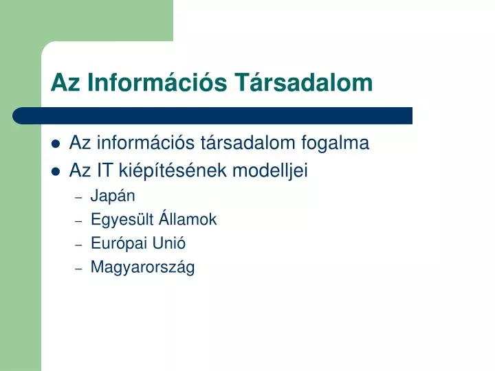 az inform ci s t rsadalom