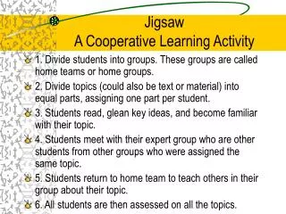 Jigsaw A Cooperative Learning Activity
