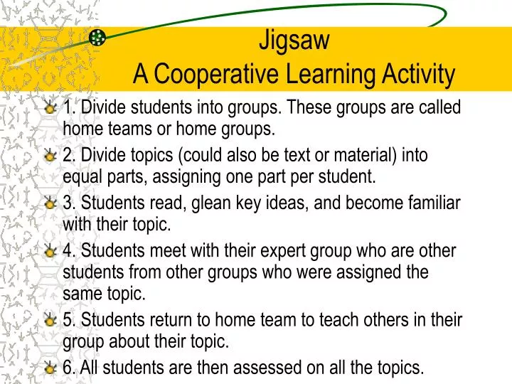 jigsaw a cooperative learning activity