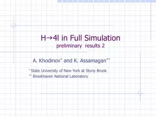 H g 4l in Full Simulation preliminary results 2