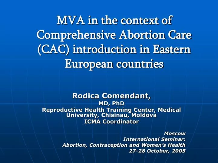mva in the context of comprehensive abortion care cac introduction in eastern european countries