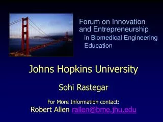 Forum on Innovation and Entrepreneurship in Biomedical Engineering Education