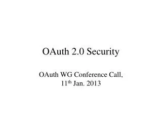 OAuth 2.0 Security