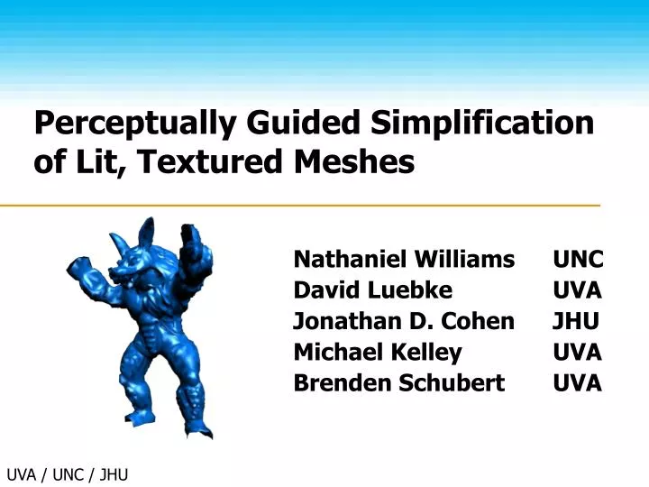 perceptually guided simplification of lit textured meshes