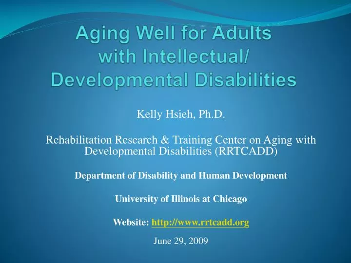 aging well for adults with intellectual developmental disabilities