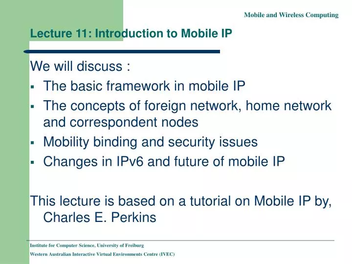 lecture 11 introduction to mobile ip