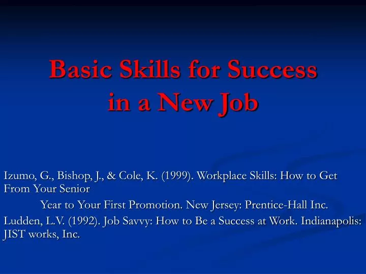 basic skills for success in a new job