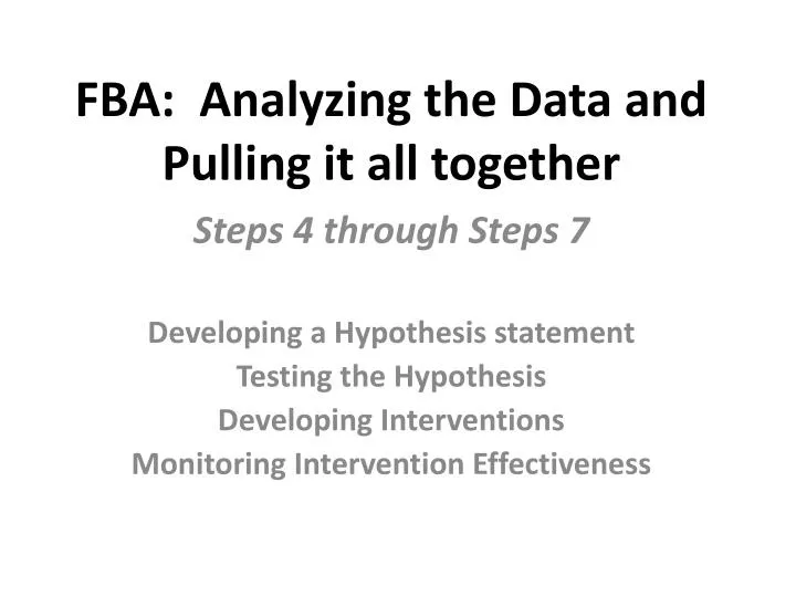 fba analyzing the data and pulling it all together