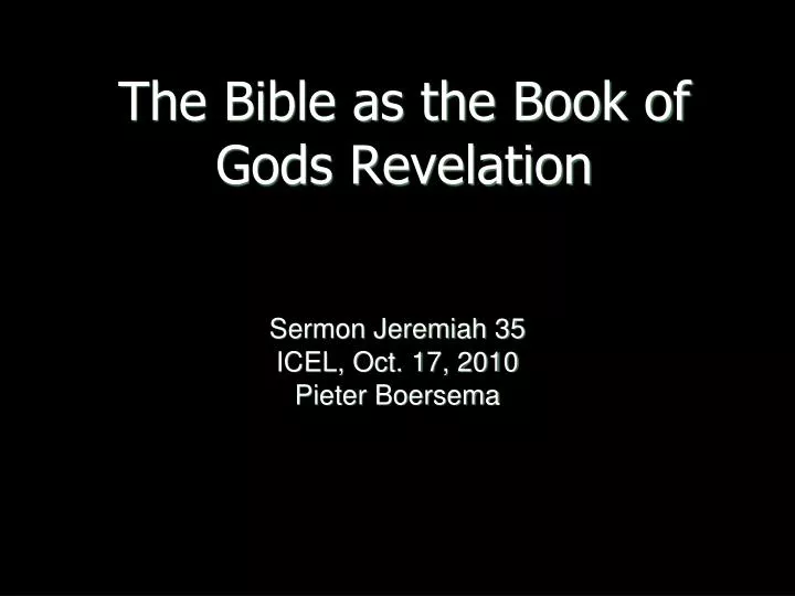 the bible as the book of gods revelation