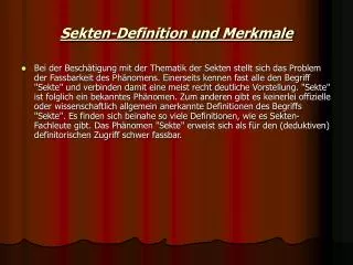 Sekten-Definition und Merkmale