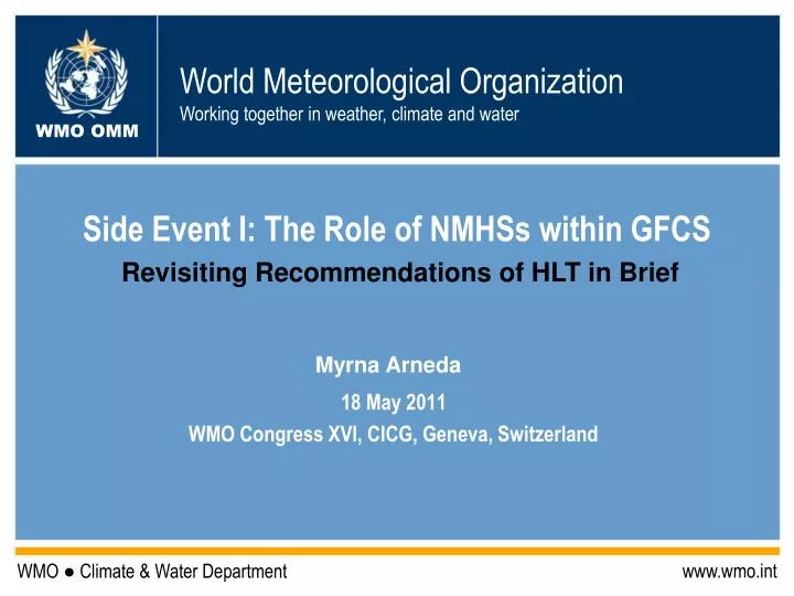 side event i the role of nmhss within gfcs