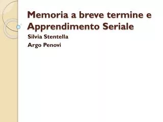 memoria a breve termine e apprendimento seriale