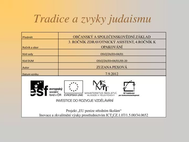 tradice a zvyky judaismu