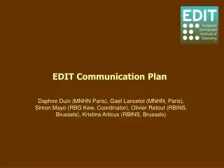 EDIT Communication Plan