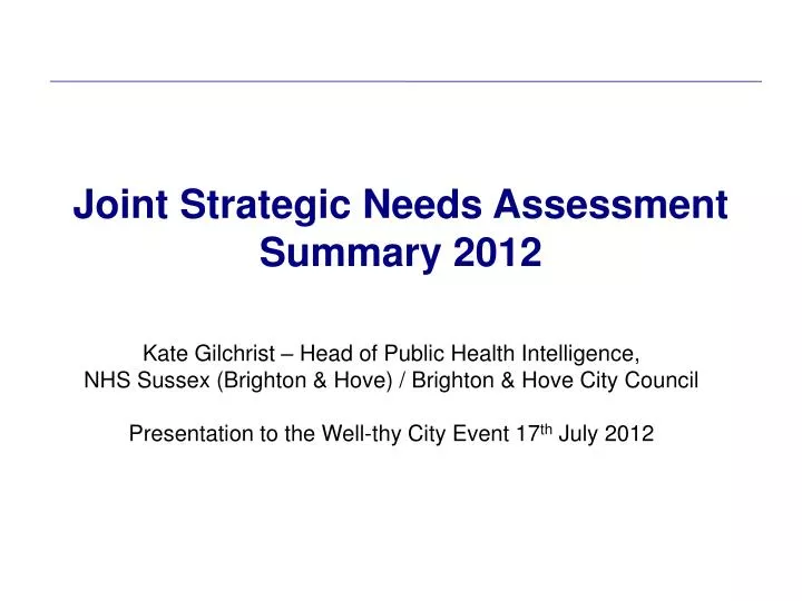 joint strategic needs assessment summary 2012