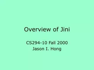 Overview of Jini