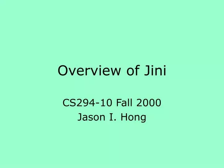overview of jini