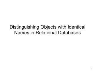 Distinguishing Objects with Identical Names in Relational Databases