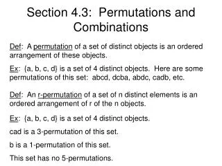 Section 4.3: Permutations and Combinations